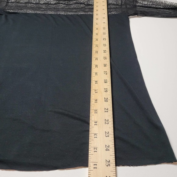 BCBGMaxAzria Women's Lace Sheer Lexi Top Long Sleeve Mesh Black Size Small - Picture 9 of 12